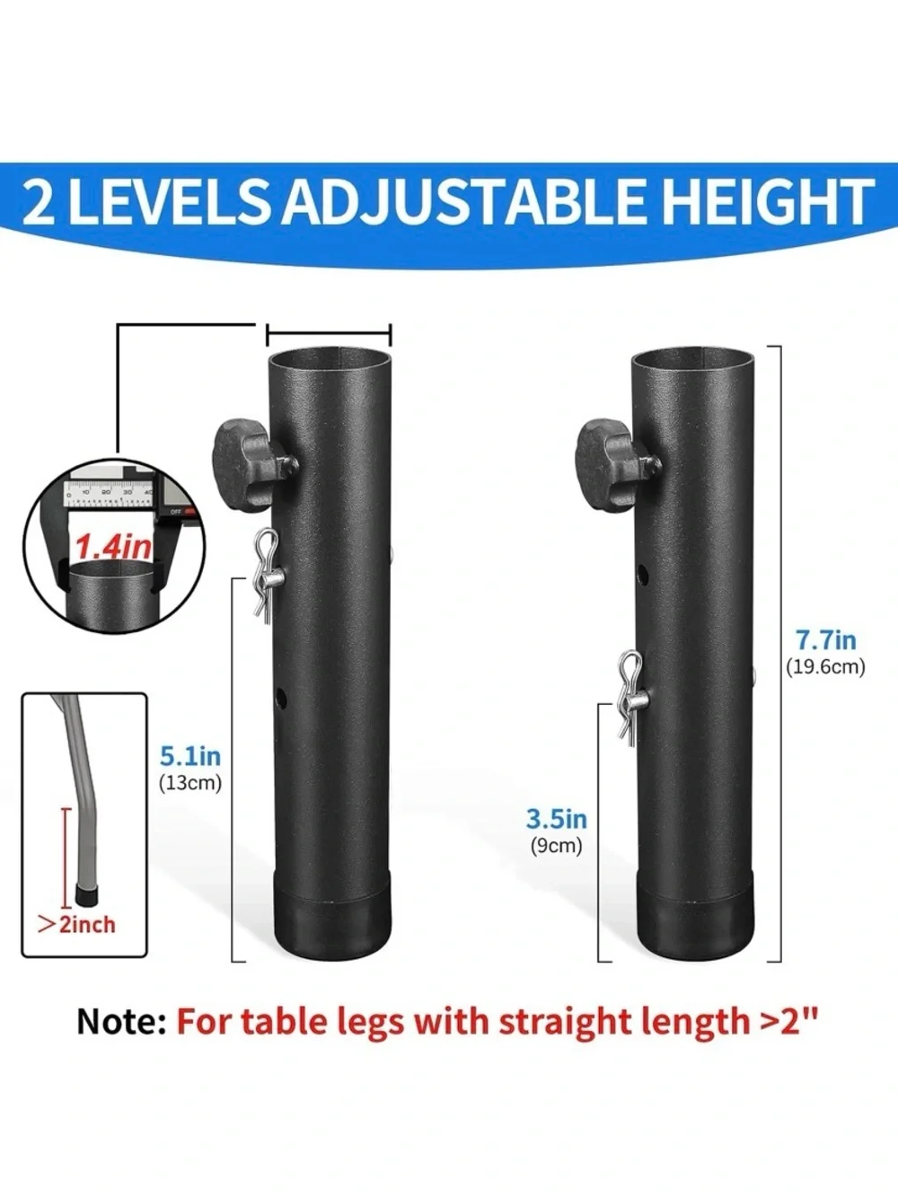 New VinBee Black Folding Table Leg Extenders - 4 Pack